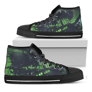 Flying Dutchman Ghost Pirate Ship Print Black High Top Shoes