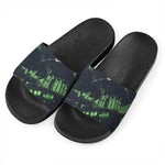 Flying Dutchman Ghost Pirate Ship Print Black Slide Sandals