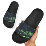 Flying Dutchman Ghost Pirate Ship Print Black Slide Sandals