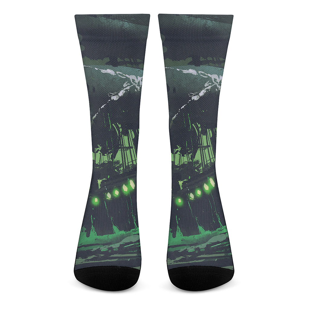 Flying Dutchman Ghost Pirate Ship Print Crew Socks