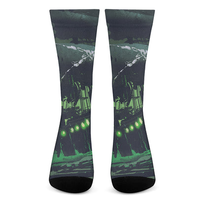 Flying Dutchman Ghost Pirate Ship Print Crew Socks