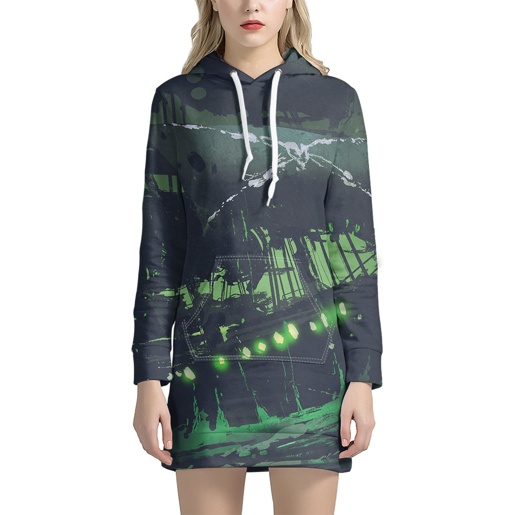 Flying Dutchman Ghost Pirate Ship Print Hoodie Dress