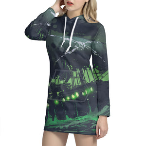 Flying Dutchman Ghost Pirate Ship Print Hoodie Dress