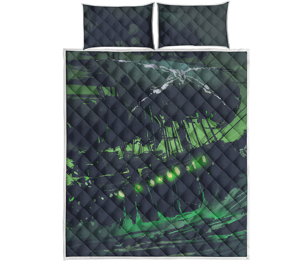 Flying Dutchman Ghost Pirate Ship Print Quilt Bed Set