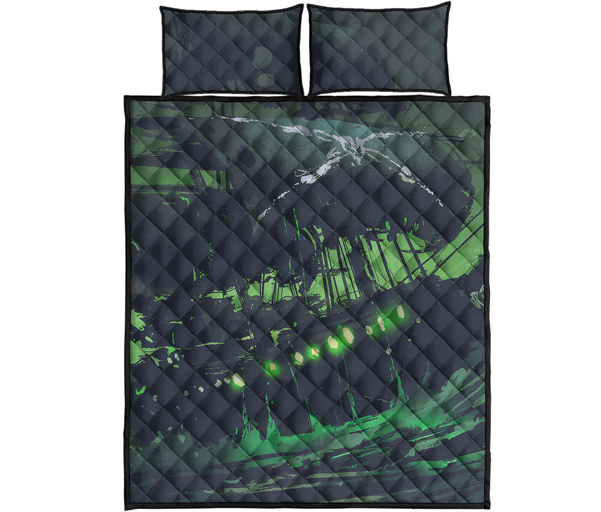 Flying Dutchman Ghost Pirate Ship Print Quilt Bed Set