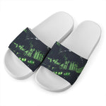 Flying Dutchman Ghost Pirate Ship Print White Slide Sandals