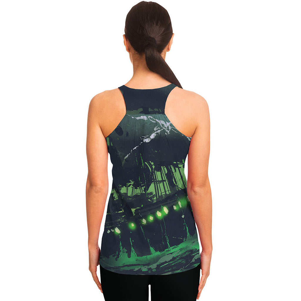Flying Dutchman Ghost Pirate Ship Print Women's Racerback Tank Top