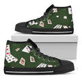 Flying Poker Cards Print Black High Top Sneakers