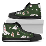 Flying Poker Cards Print Black High Top Shoes