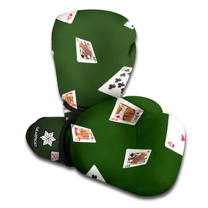 Flying Poker Cards Print Boxing Gloves