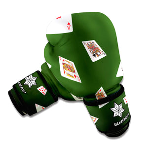 Flying Poker Cards Print Boxing Gloves