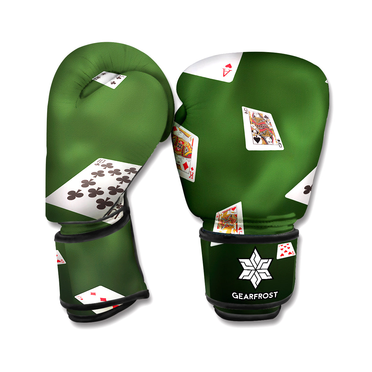 Flying Poker Cards Print Boxing Gloves