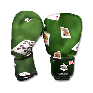 Flying Poker Cards Print Boxing Gloves