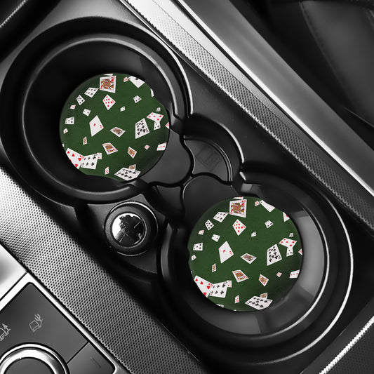 Flying Poker Cards Print Car Coasters