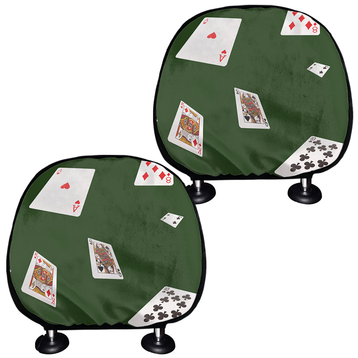 Flying Poker Cards Print Car Headrest Covers