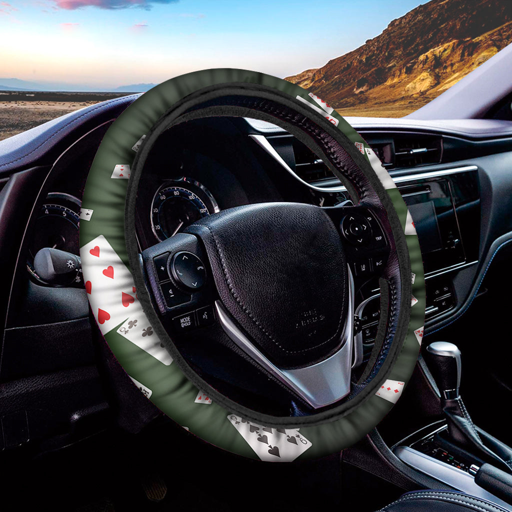 Flying Poker Cards Print Car Steering Wheel Cover