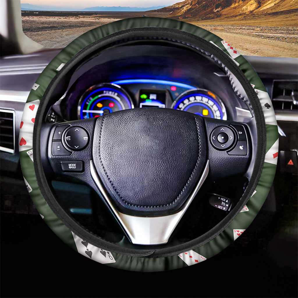 Flying Poker Cards Print Car Steering Wheel Cover
