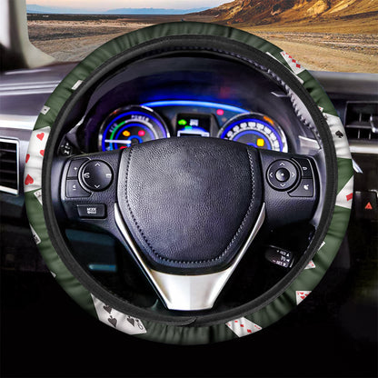 Flying Poker Cards Print Car Steering Wheel Cover