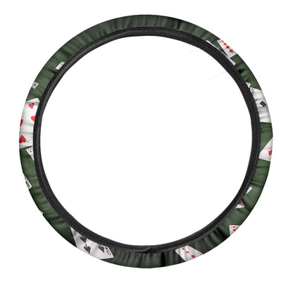 Flying Poker Cards Print Car Steering Wheel Cover