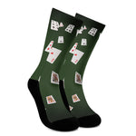 Flying Poker Cards Print Crew Socks