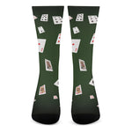 Flying Poker Cards Print Crew Socks