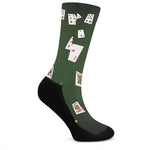 Flying Poker Cards Print Crew Socks