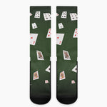 Flying Poker Cards Print Crew Socks