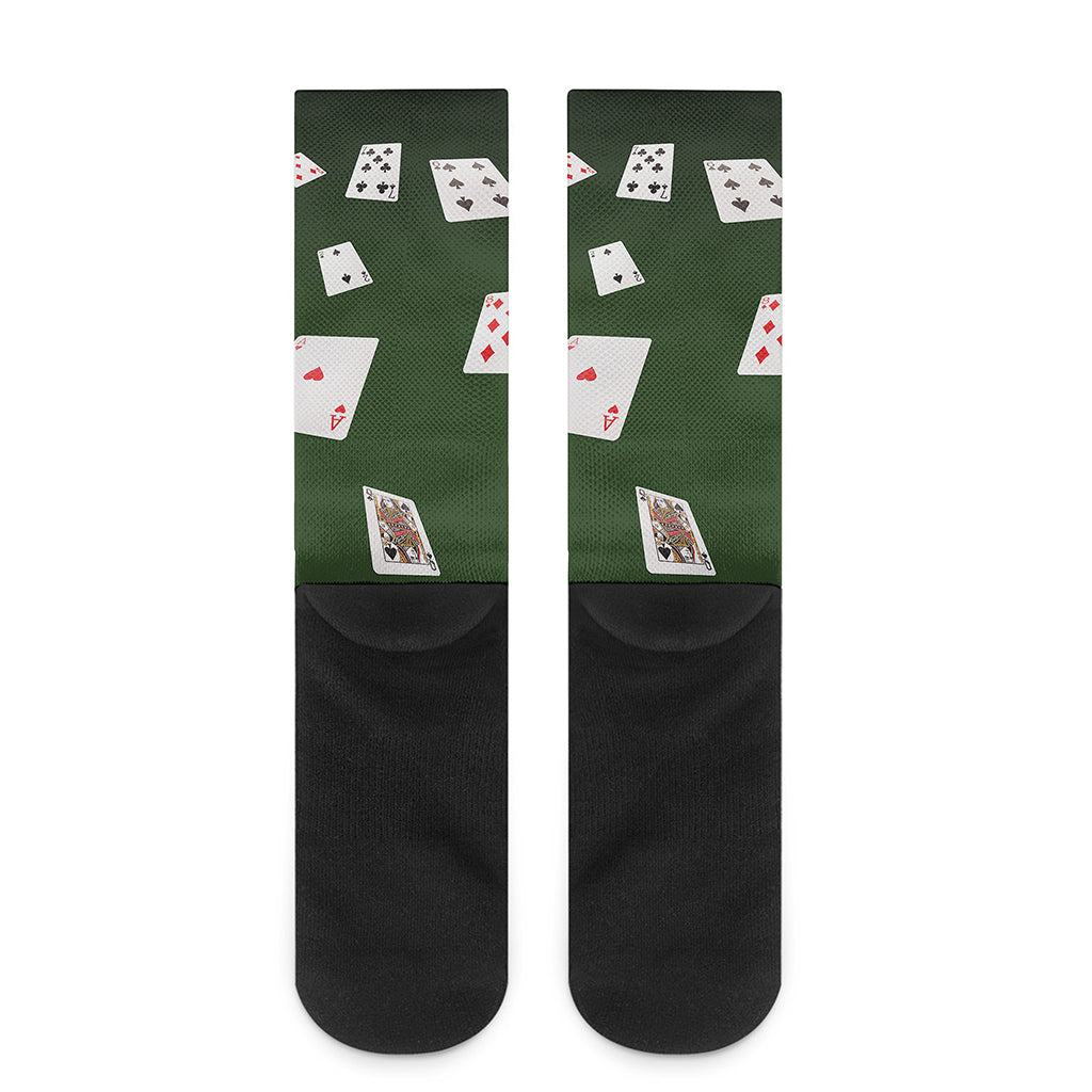 Flying Poker Cards Print Crew Socks