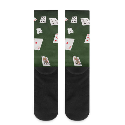 Flying Poker Cards Print Crew Socks