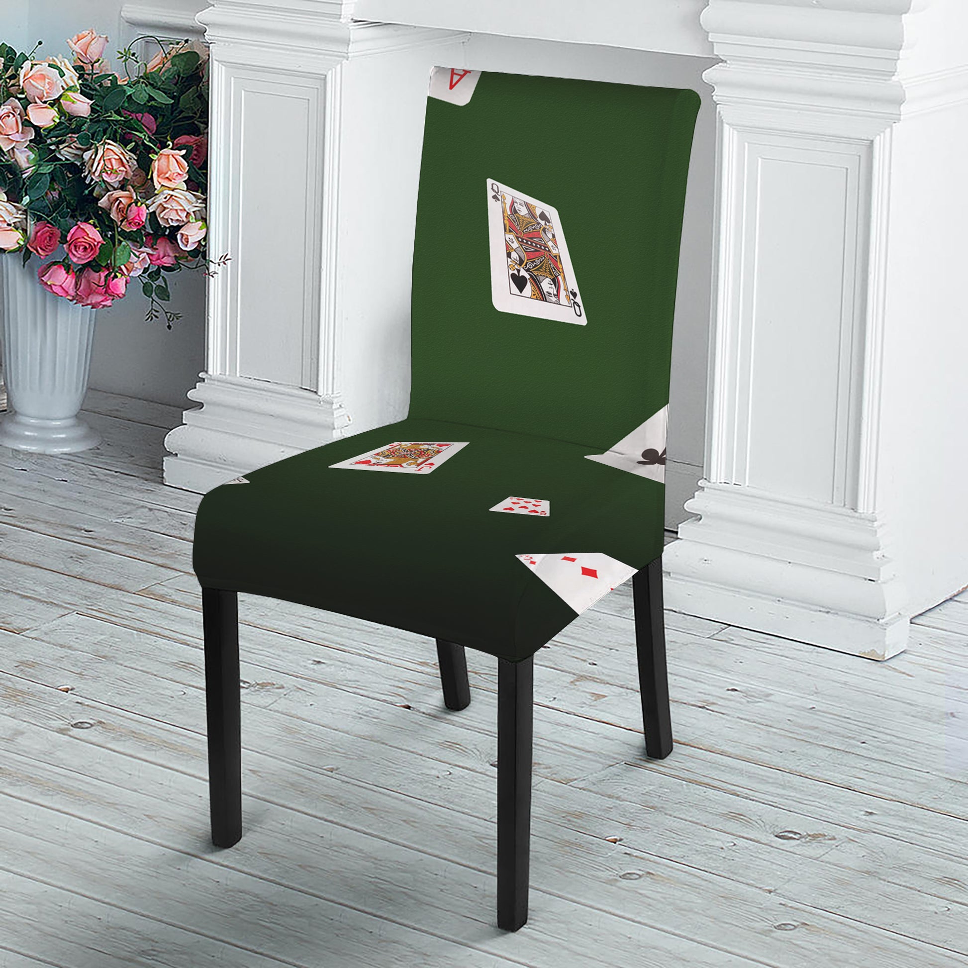 Flying Poker Cards Print Dining Chair Slipcover