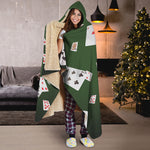 Flying Poker Cards Print Hooded Blanket