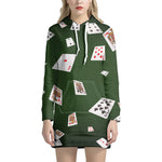 Flying Poker Cards Print Hoodie Dress