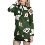 Flying Poker Cards Print Hoodie Dress