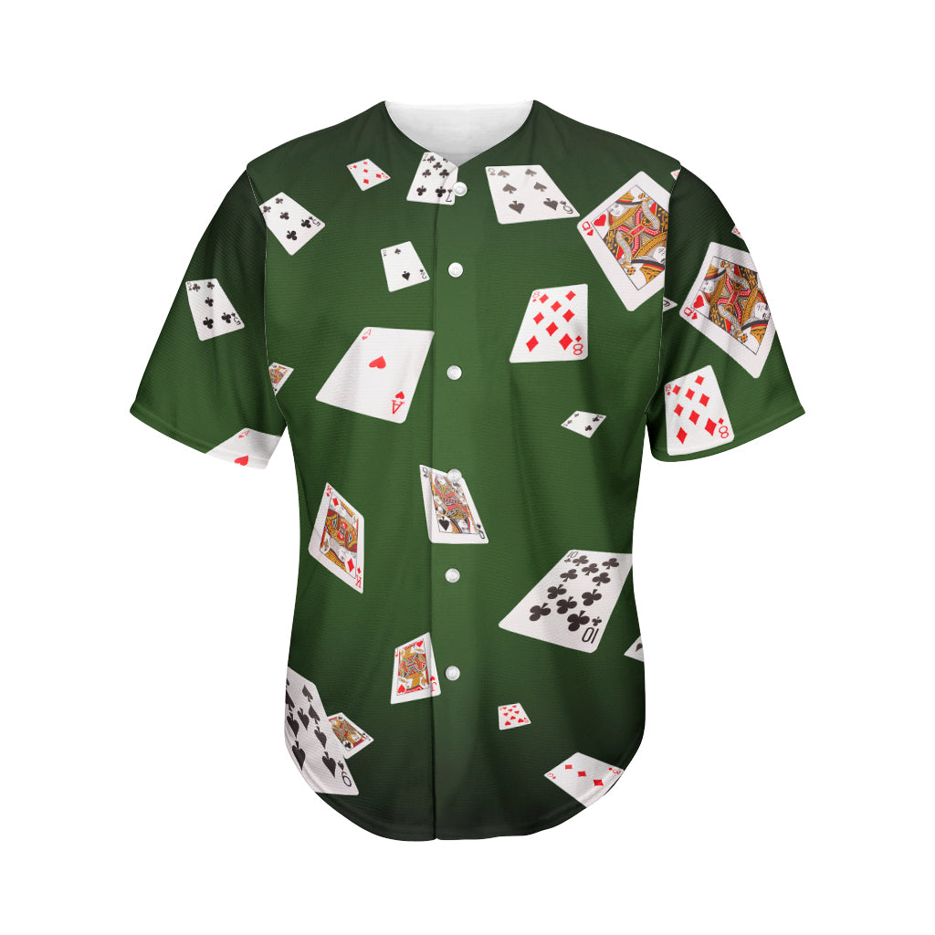 Flying Poker Cards Print Men's Baseball Jersey