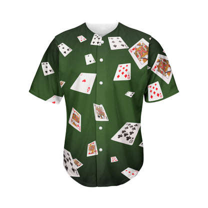 Flying Poker Cards Print Men's Baseball Jersey