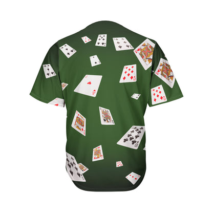 Flying Poker Cards Print Men's Baseball Jersey