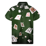 Flying Poker Cards Print Men's Short Sleeve Shirt