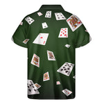 Flying Poker Cards Print Men's Short Sleeve Shirt