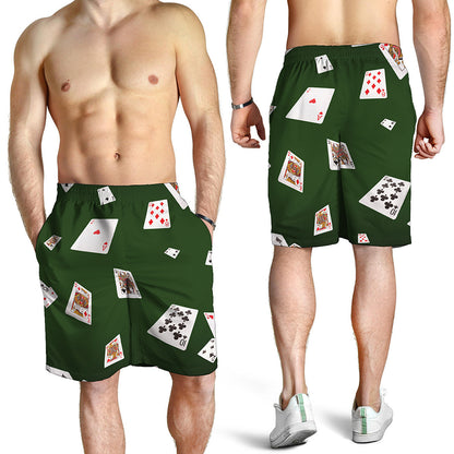 Flying Poker Cards Print Men's Shorts