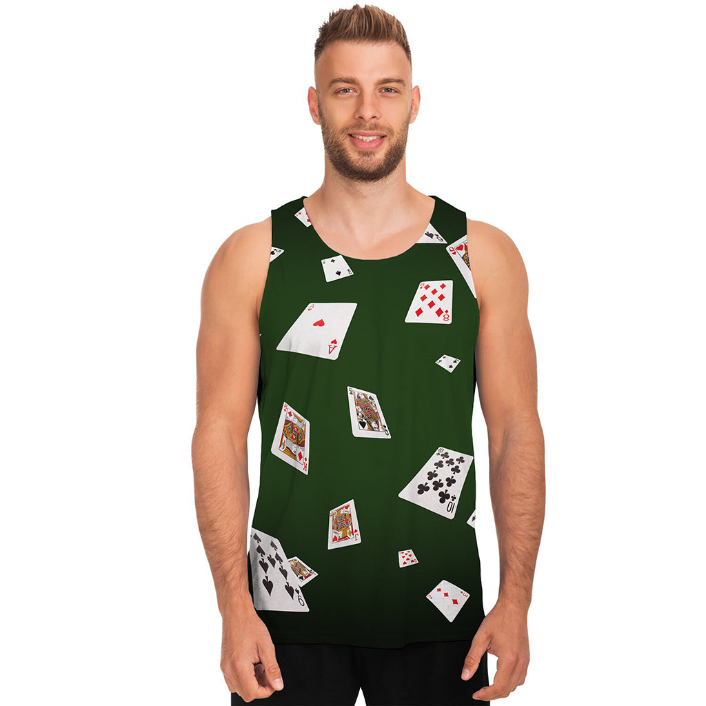 Flying Poker Cards Print Men's Tank Top