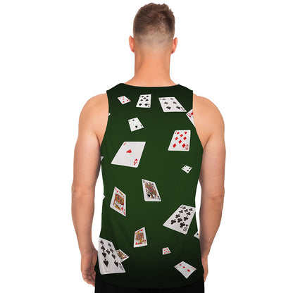 Flying Poker Cards Print Men's Tank Top