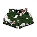 Flying Poker Cards Print Muay Thai Boxing Shorts
