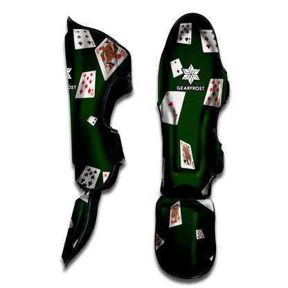 Flying Poker Cards Print Muay Thai Shin Guard