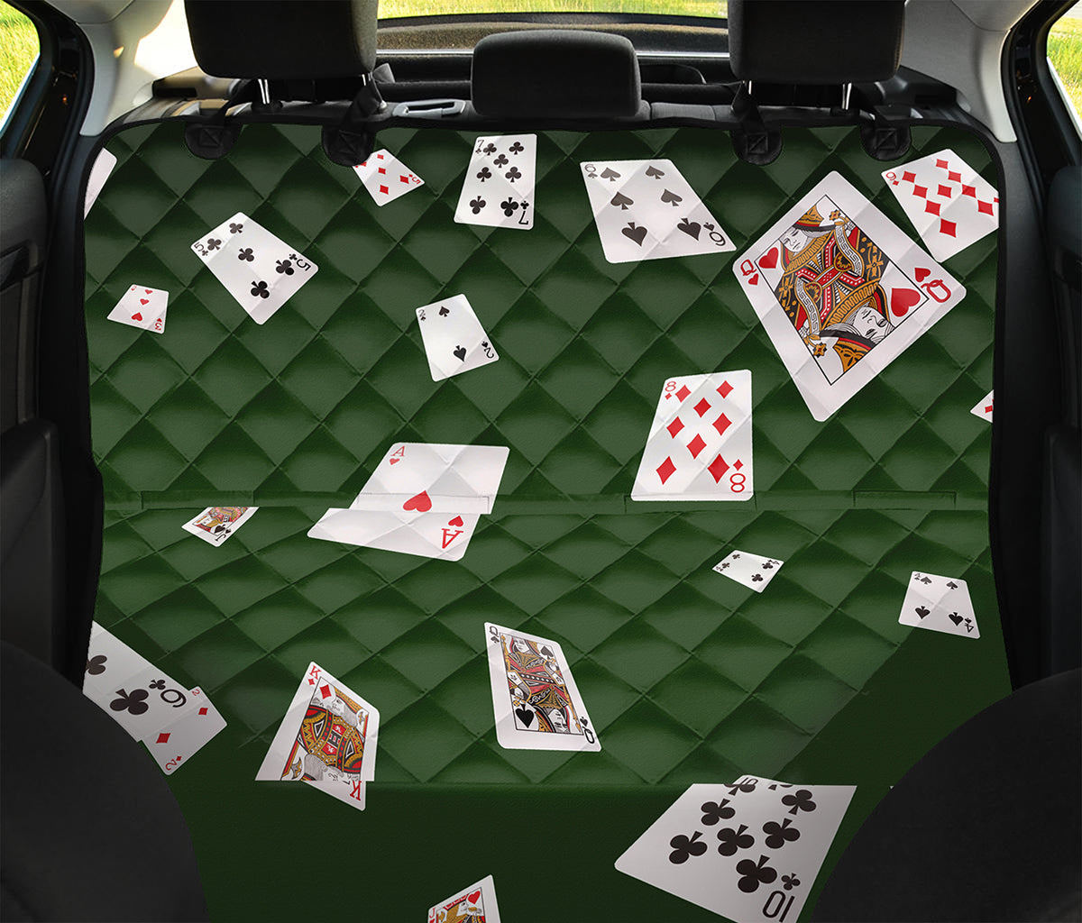Flying Poker Cards Print Pet Car Back Seat Cover