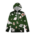 Flying Poker Cards Print Pullover Hoodie