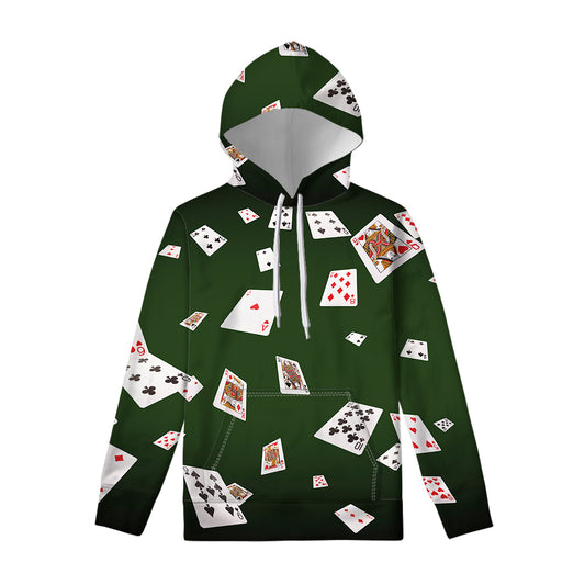 Flying Poker Cards Print Pullover Hoodie
