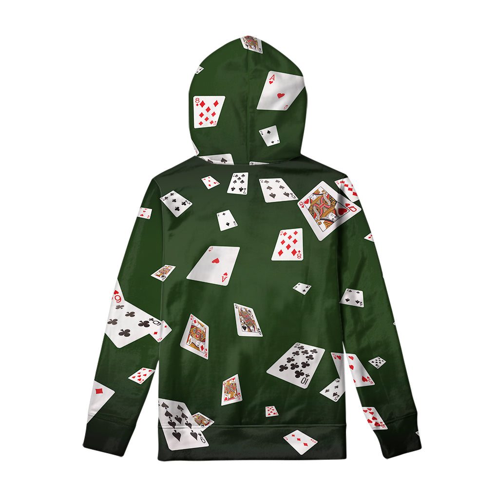 Flying Poker Cards Print Pullover Hoodie