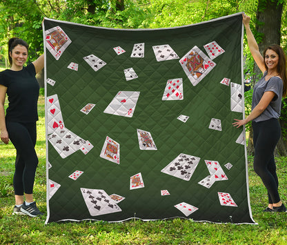 Flying Poker Cards Print Quilt