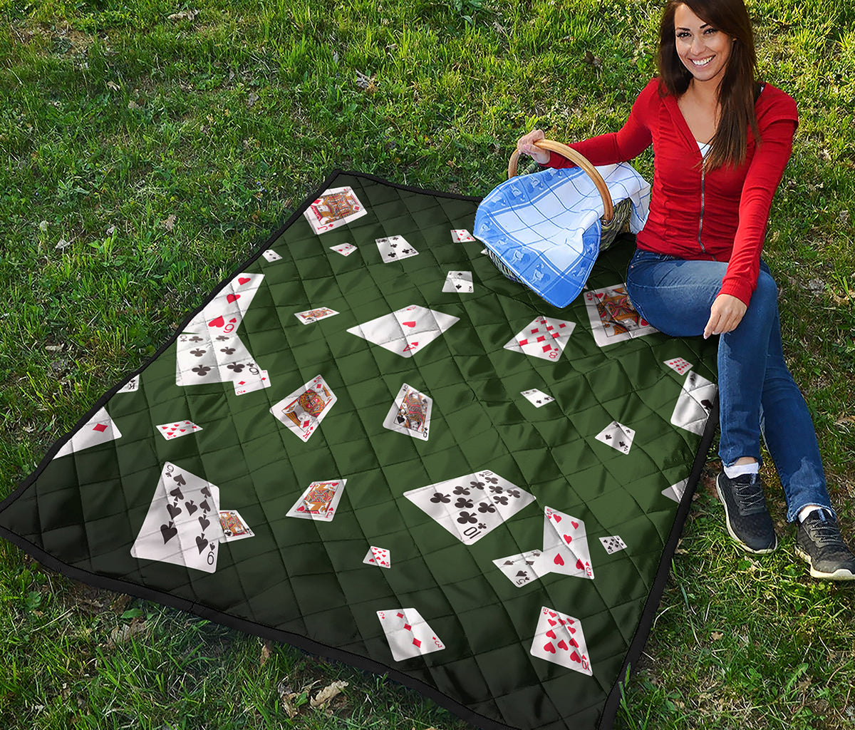 Flying Poker Cards Print Quilt