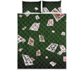 Flying Poker Cards Print Quilt Bed Set